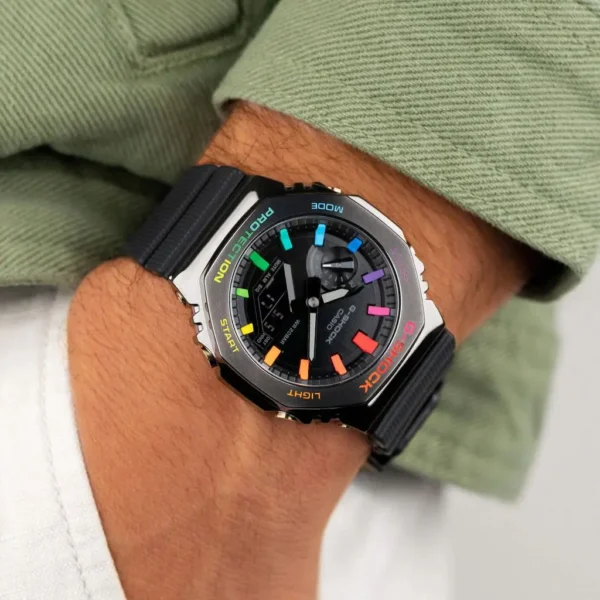 G-Shock CasiOak Black Steel Rainbow First Copy Watch (3) G-Shock CasiOak Black Steel Rainbow First Copy Watch
