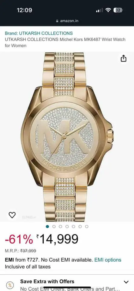 Michael Kors MK6487 Bradshaw Gold First Copy Watch