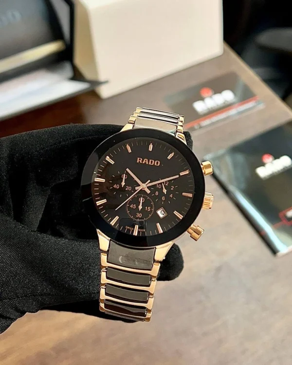 Rado Centrix Chronograph First Copy Watch Black Gold