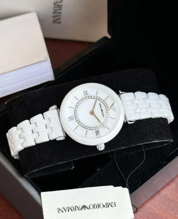 Emporio Armani White Ceramic First Copy Watch Women's Replica on Zest Shop (3) Emporio Armani White Ceramic First Copy Watch Women's Replica on Zest Shop