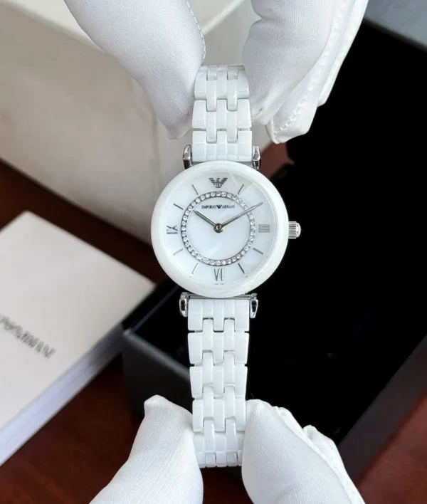 Emporio Armani White Ceramic First Copy Watch Women's Replica on Zest Shop (4) Emporio Armani White Ceramic First Copy Watch Women's Replica on Zest Shop