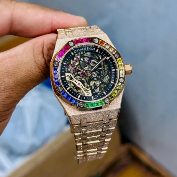 Luxury Reinvented Royal Oak Frosted Gold Rainbow Edition