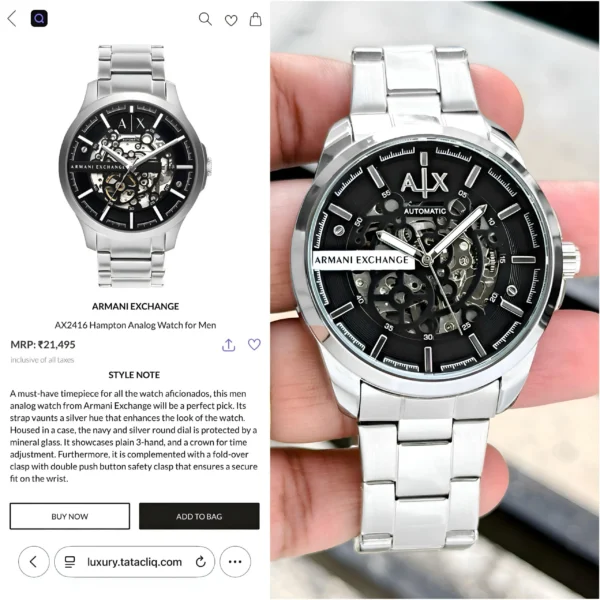 Armani Exchange Automatic First Copy Watch in Kerala at Zest Shop