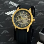 Armani Exchange Black Styling Rubber Strap First Copy Watch Premium Replica