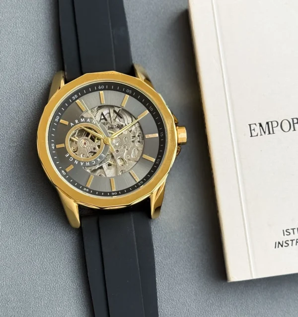 Armani Exchange Black Styling Rubber Strap First Copy Watch Premium Replica