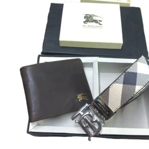 Burberry Wallet & Reversible Check Belt Combo Premium Gift Set 7AA First Copy