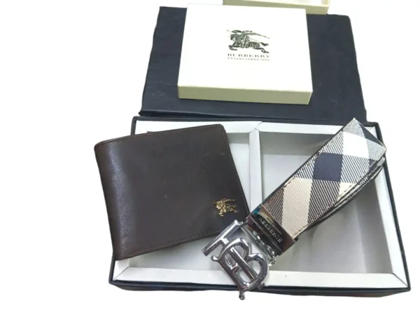 Burberry Wallet & Reversible Check Belt Combo Premium Gift Set 7AA First Copy