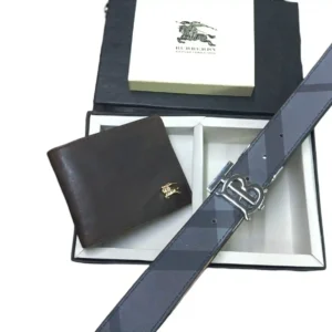 Burberry Wallet & Reversible Check Belt Combo Premium Gift Set 7AA First Copy