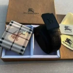 Burberry Check Pattern Wallet & Black Belt Combo Premium Gift Set