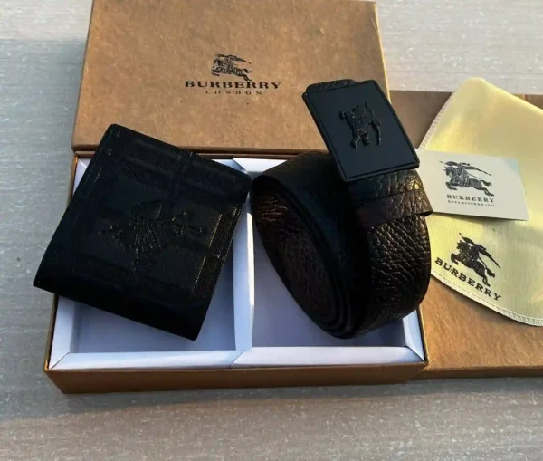 Burberry Black Belt & Wallet Combo Premium Gift Set