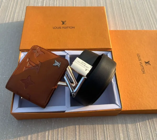 LV Wallet & Reversible Belt Combo Premium Gift Set 7AA First Copy